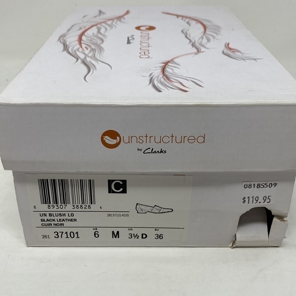 CLARKS WOMEN'S UN BLUSH LO BLACK LEATHER SLIP ON LOAFER FLATS - Picture 8 of 8